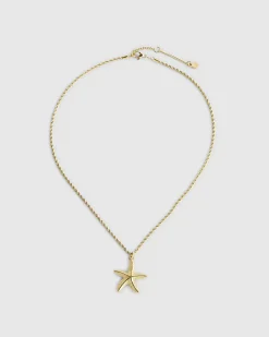 Gold Stainless Steel Starfish Necklace
