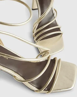 Gold Strappy Heeled Sandals