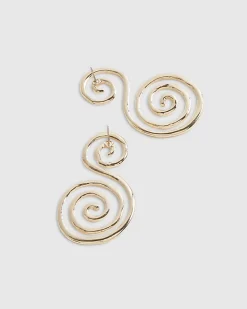 Gold Swirl Drop Earrings