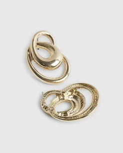 Gold Swirl Stud Earrings