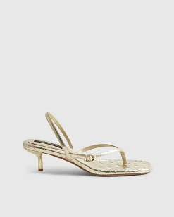 Gold Toe Thong Low Heeled Sandals