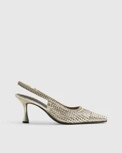 Gold Weave Slingback Court Heels