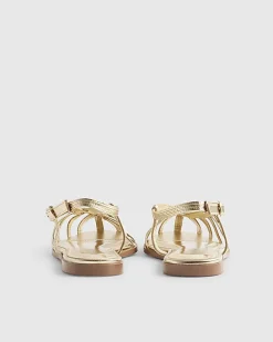 Gold Wide Fit Caged Flat Sandals