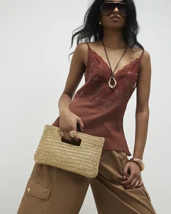 Gold Woven Leather Clutch Bag