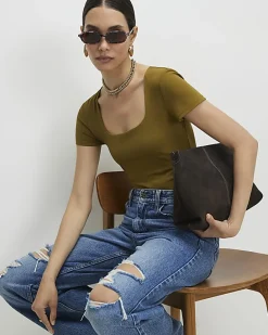 Green and Black Scoop Neck Bodysuit 2 Pack