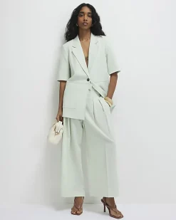Green Ankle Grazer Tailored Trousers