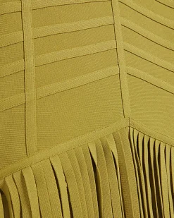 Green Bandage Knit Fringe Dress
