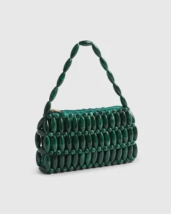 Green Beaded Clutch Bag