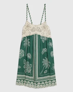Green Beaded Mini Beach Dress