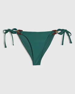 Green Buckle Trim Padded Bikini Top