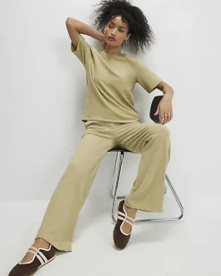 Green Cosy Wide Leg Joggers