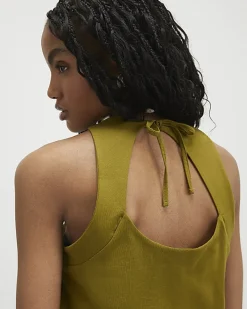 Green Cotton Sleeveless Bubble Hem Top