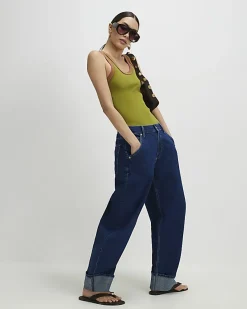 Green Cotton Whipstitch Tank Top