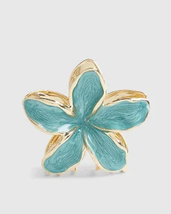 Green Flower Claw Hair Clip