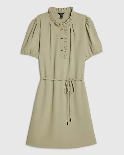 Green Frill Trim Mini Dress