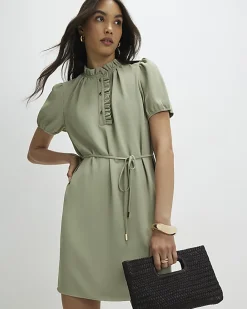 Green Frill Trim Mini Dress