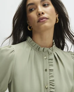 Green Frill Trim Mini Dress
