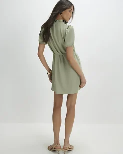 Green Frill Trim Mini Dress