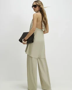 Green Halter Neck Jumpsuit