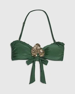 Green Hardware Bandeau Bikini Top