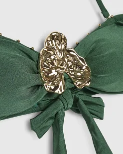 Green Hardware Bandeau Bikini Top