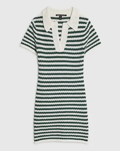 Green Knitted Polo Mini Dress