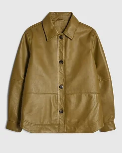 Green Leather Overshirt