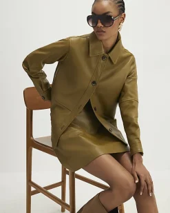 Green Leather Overshirt
