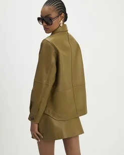 Green Leather Overshirt