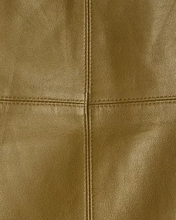 Green Leather Seam Detail Mini Skirt