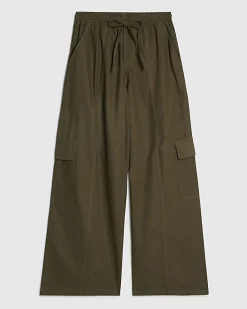 Green Linen Blend Cargo Trousers
