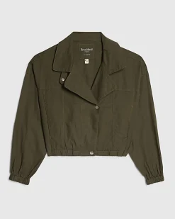 Green Linen Blend Swing Jacket