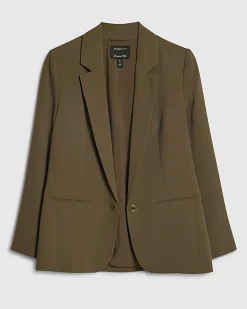 Green Long Sleeve Ruched Blazer