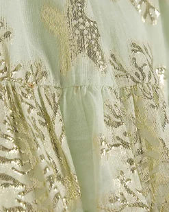 Green Marine Print Metallic Mini Beach Skirt