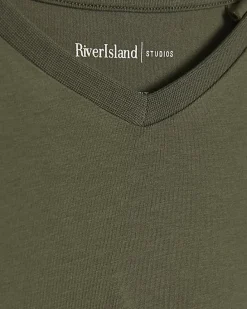 Green Muscle Fit Essential V Neck T-Shirt