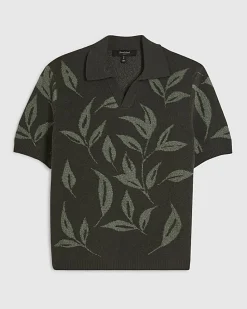 Green Open Collar Botanic Knit Jumper