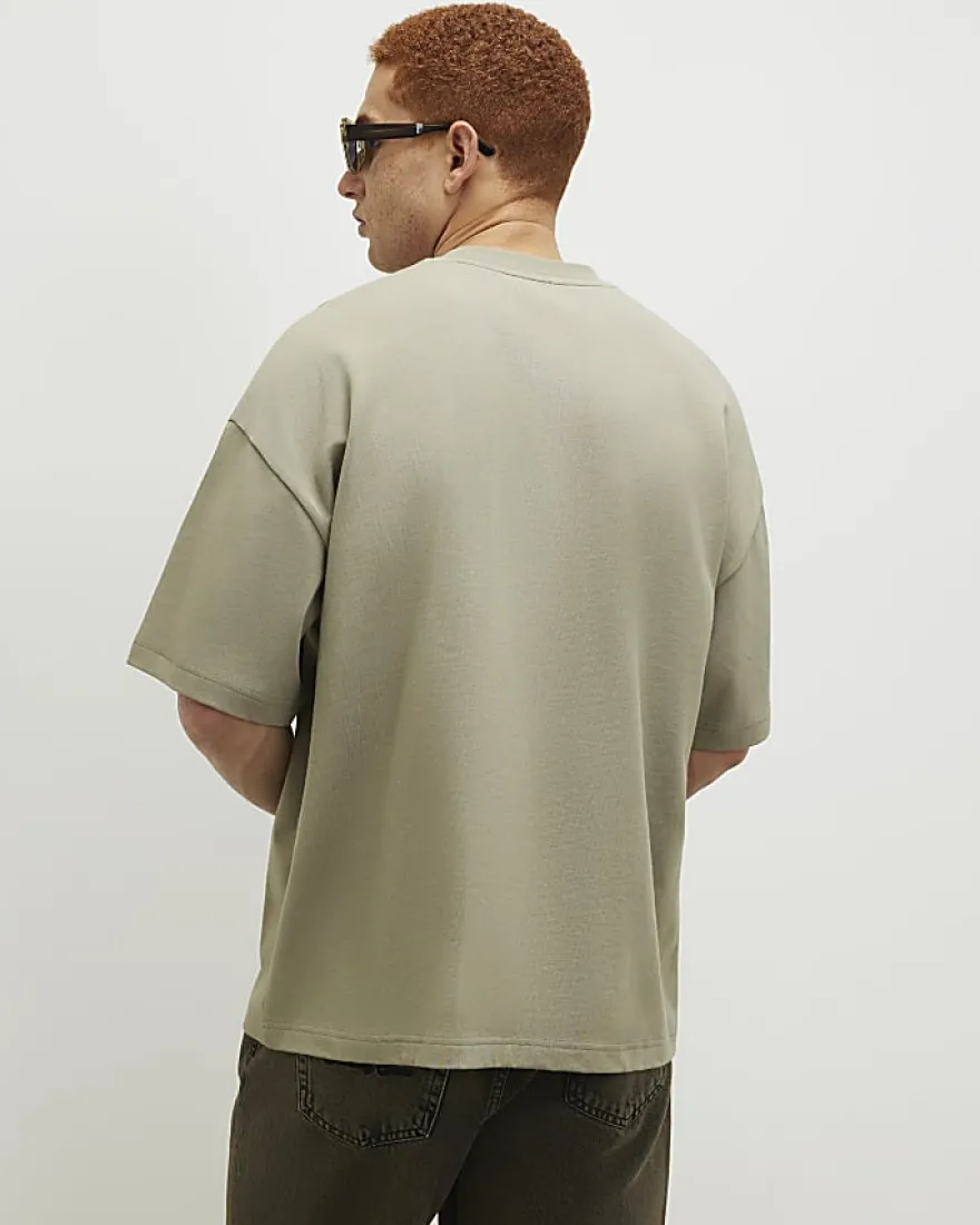 Green Oversized Fit Floral Roping T-Shirt