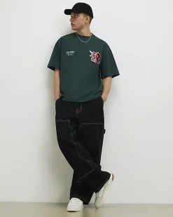 Green Oversized Fit R Badge T-Shirt