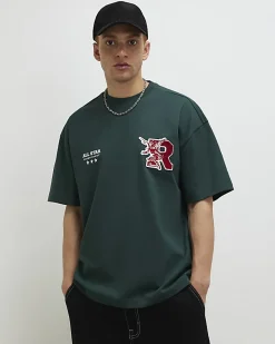Green Oversized Fit R Badge T-Shirt