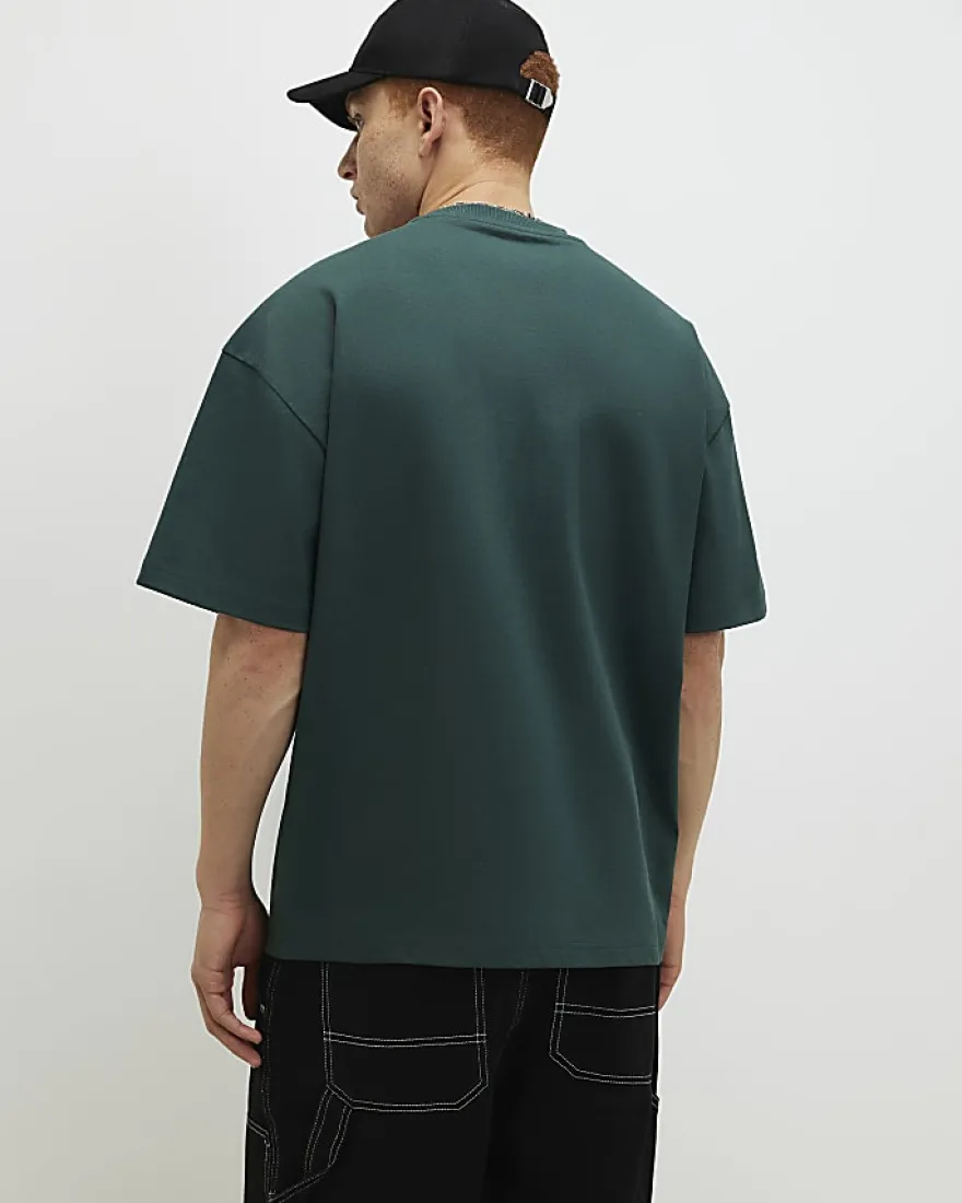 Green Oversized Fit R Badge T-Shirt