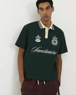 Green Oversized Fit Striped Rugby Shirt