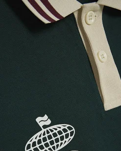 Green Oversized Fit Striped Rugby Shirt