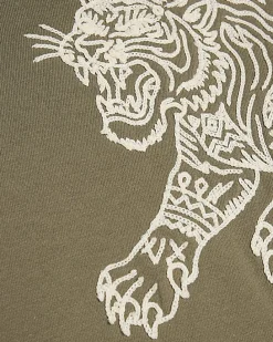 Green Oversized Fit Tiger Roping T-Shirt