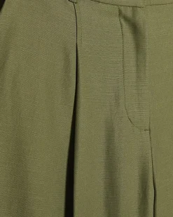 Green Pleat Detail Wide Leg Trousers