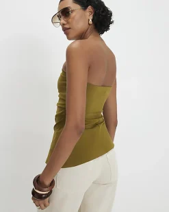 Green Polyamide Bandeau Top