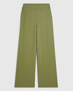Green Ponte Wide Leg Trousers