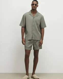 Green Regular Fit Textured Short Sleeve Shirt