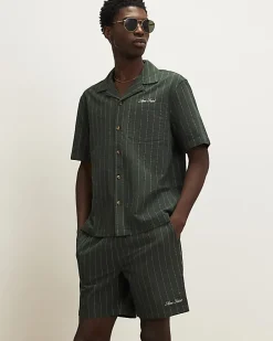 Green Regular Fit Textured Stripe Shirt