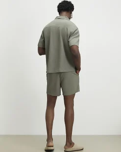 Green Regular Fit Textured Shirt & Short Set