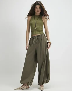 Green Ribbed Knitted Vest